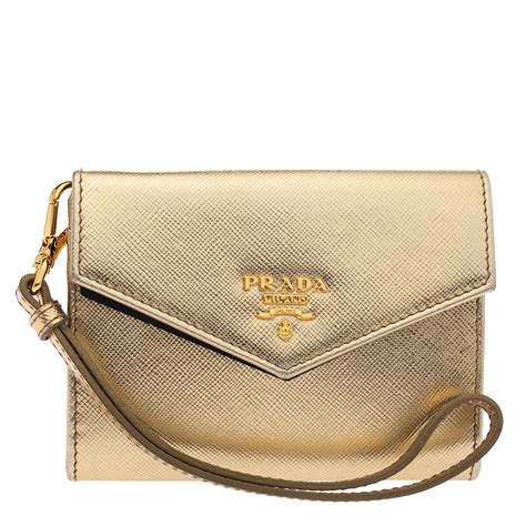 prada metallic gold wallet|prada black wallet price.